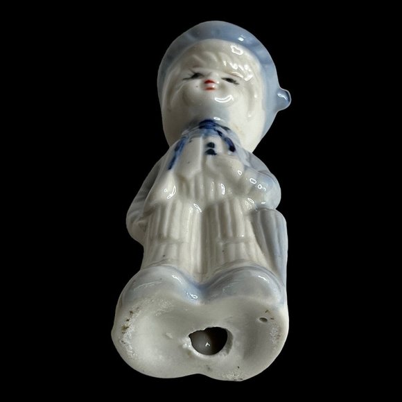 Porcelain Boy‎ With Umbrella Figurine Blue And White Delft Holland 4" eyelashes - Picture 9 of 11